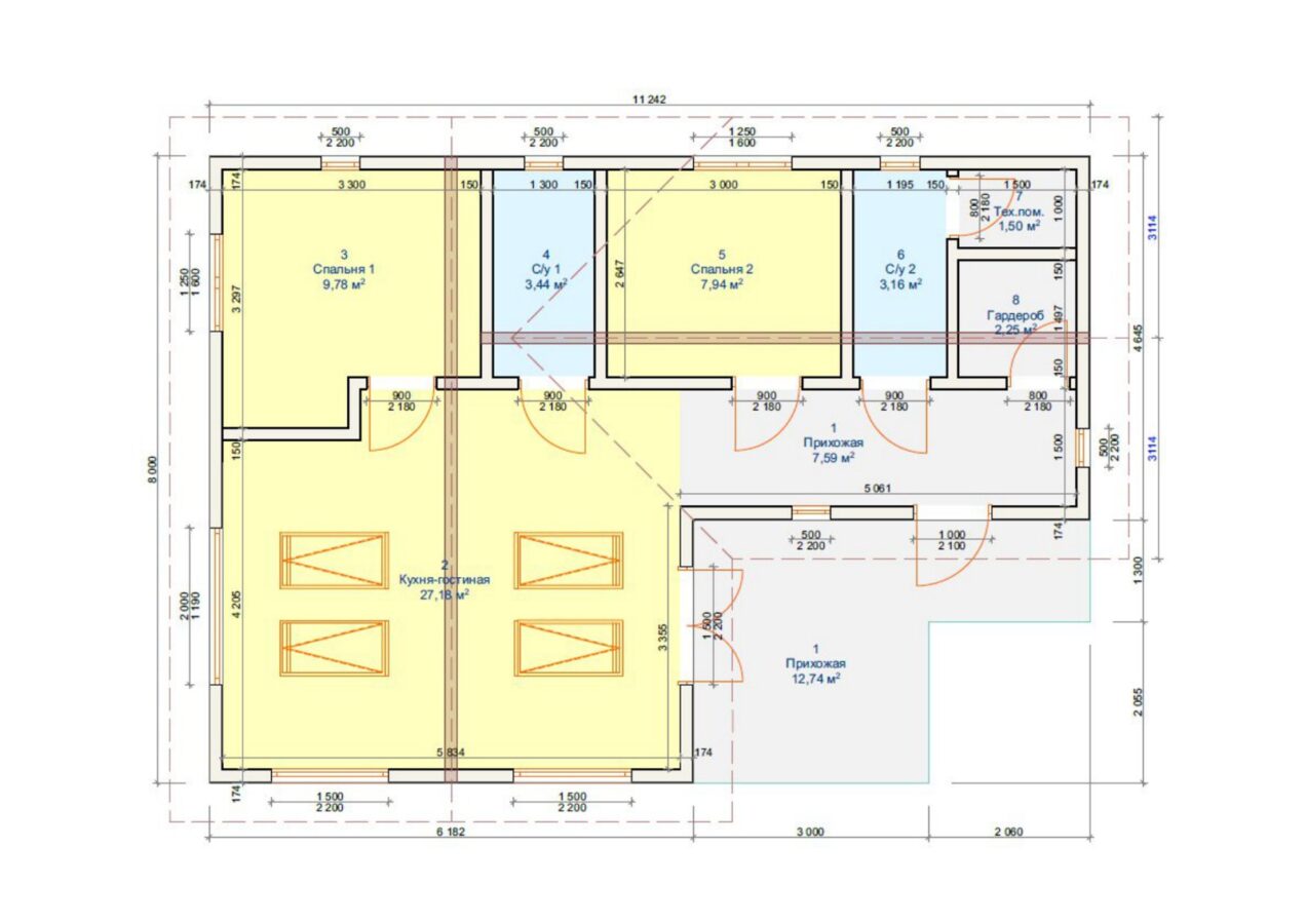 Проект «Полдень» 72,96 м²