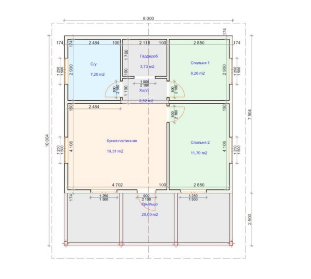 Проект «Эридан» 60,03 м²