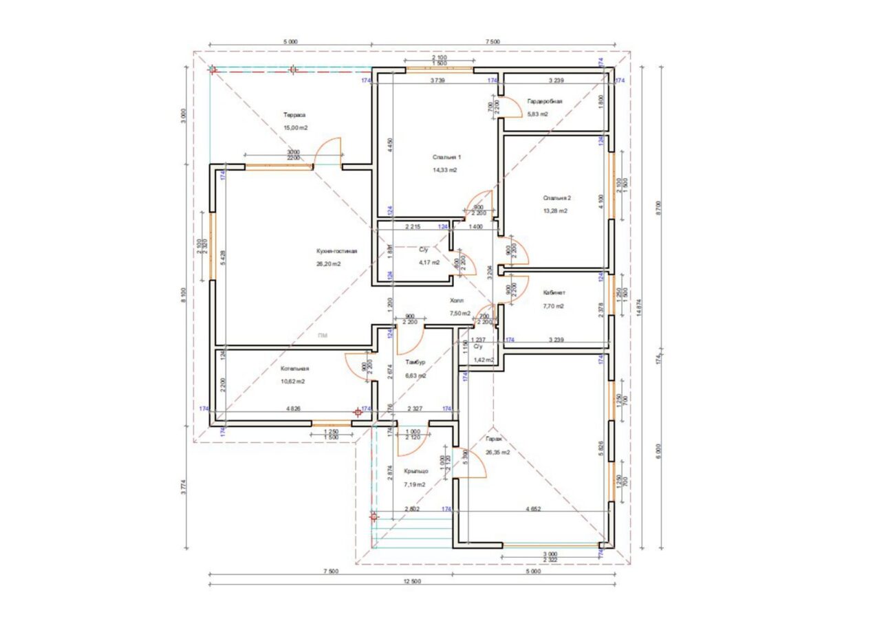 Проект «с гаражом Лагуна» 143 м²