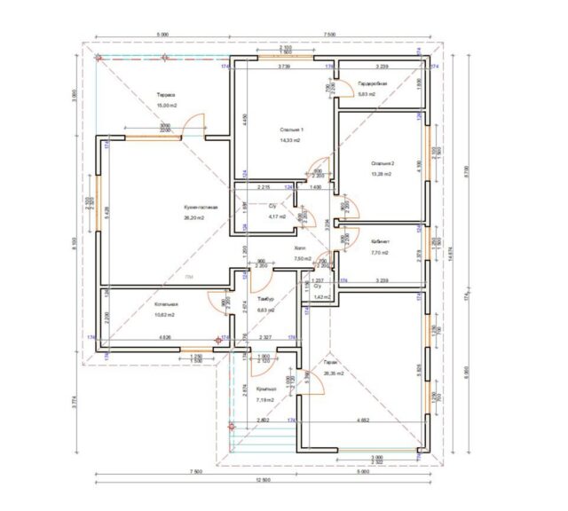 Проект «с гаражом Лагуна» 143 м²